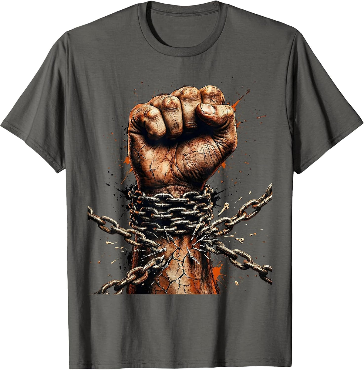 Fist Breaking Free From Chain Graphic T-Shirt - Asphalt Grey