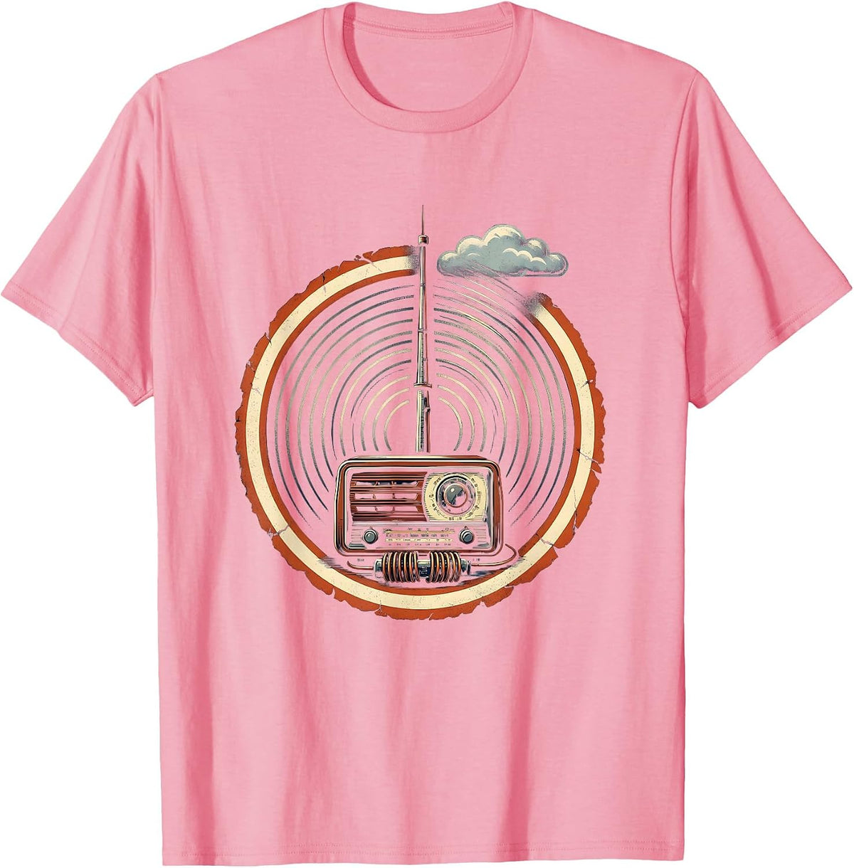Men's Ham Radio Operator Hobbyist Shield Emblem Humor T-Shirt - Pink