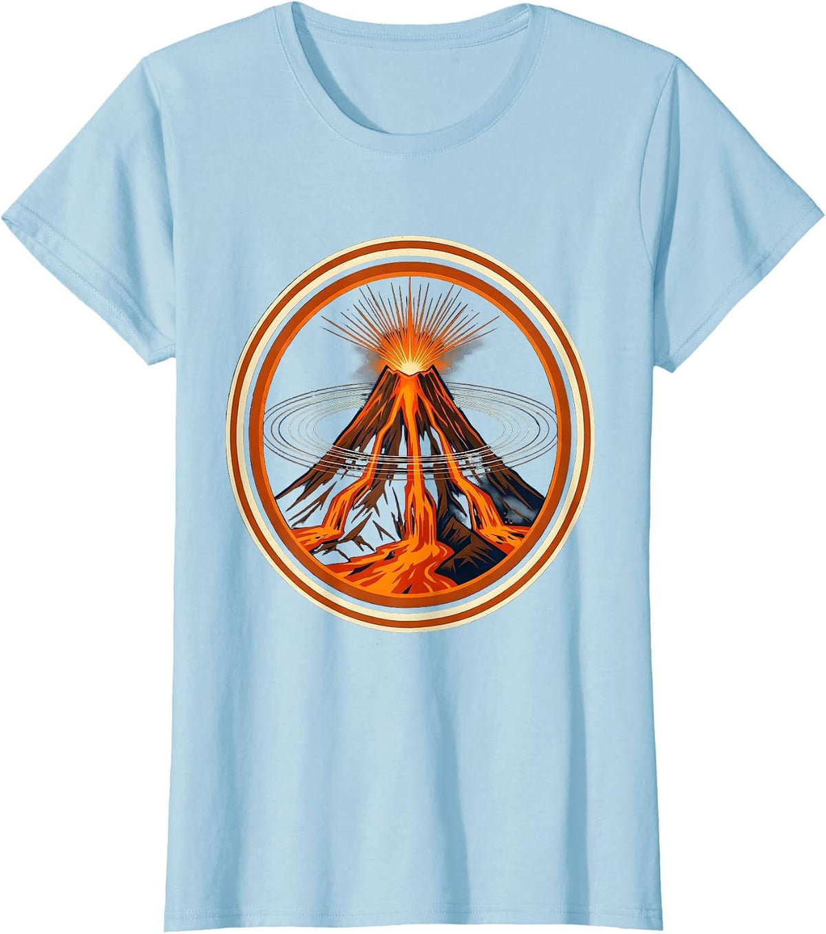 Hawaii Volcano Night Lava Eruption Graphic T-Shirt - Baby Blue