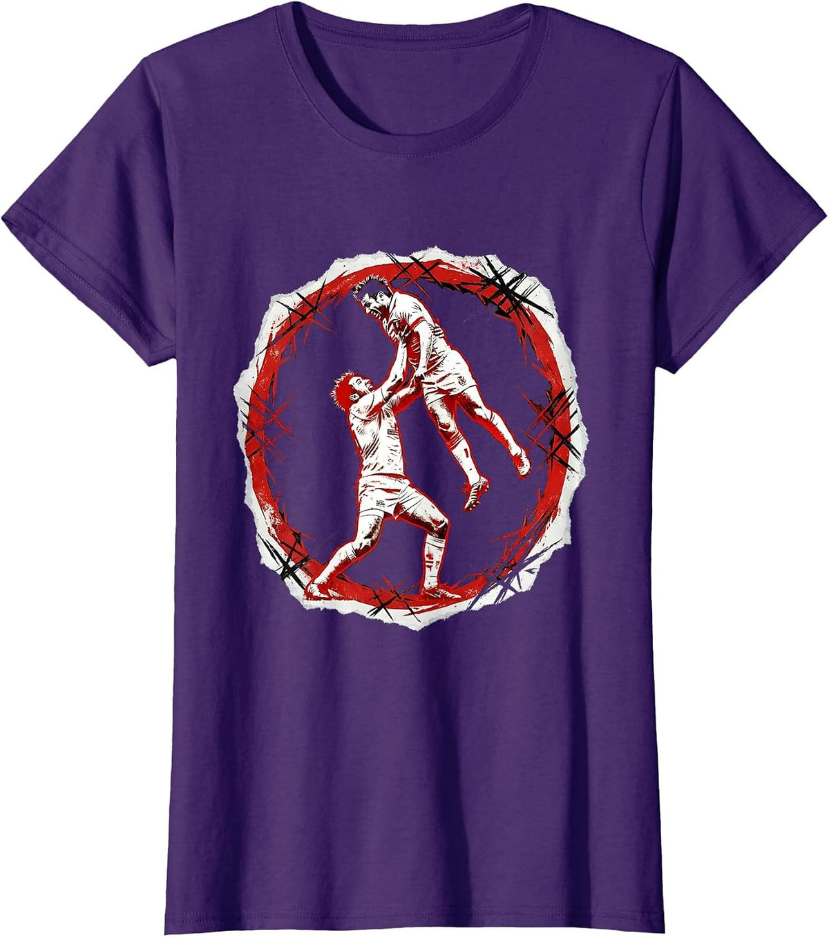 Women's Rugby Lineout Lift Graphic Illustration T-Shirt - Purple