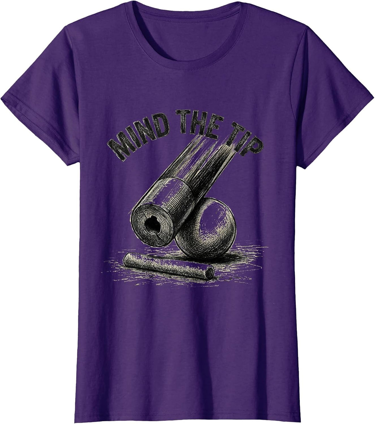 Women's Mind The Tip Funny Billiards Player Pool Innuendo Humor T-Shirt - Purple