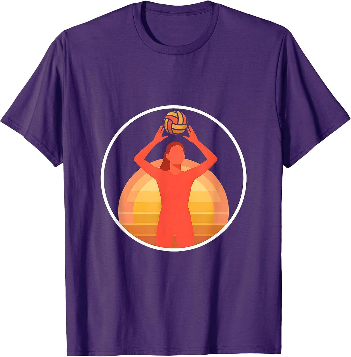 Volleyball Silhouette Sunset Setting Ball T-Shirt - Purple