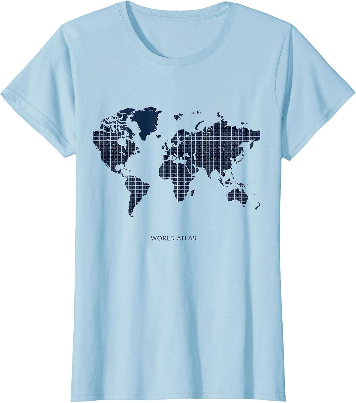 World Atlas Compact Country Flag Design T-Shirt - Baby Blue
