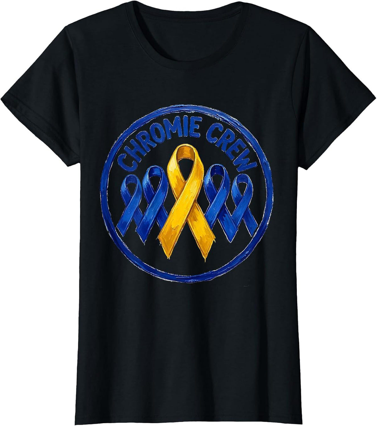Chromie Crew Bold Hand-Painted Down Syndrome Awareness T-Shirt - Black