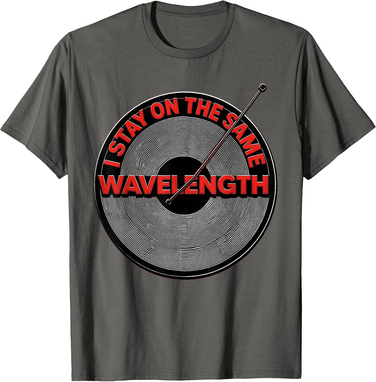 I Stay On The Same Wavelength Op Art Moire Ham Radio T-Shirt - Asphalt Grey