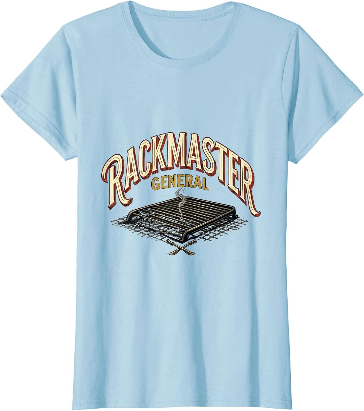 Rackmaster General Sign Painter BBQ Pitmaster Grilling Humor T-Shirt - Baby Blue