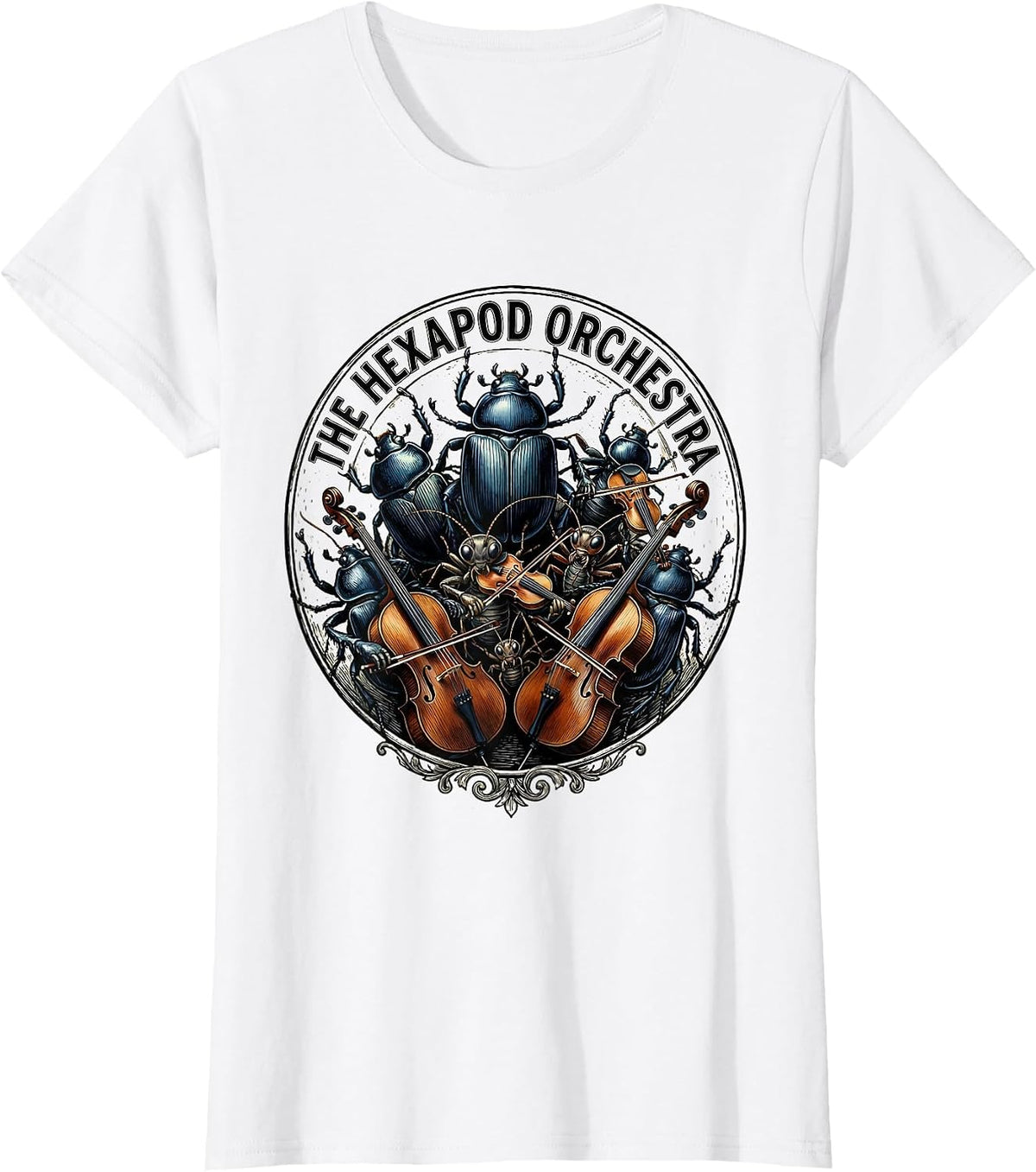 The Hexapod Orchestra Vintage Insect Band Music Lover T-Shirt - White
