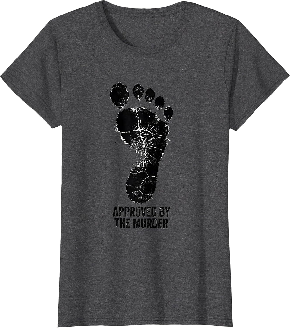 Women's Approved By The Murder Rubber Stamp Crow Bird Fan Humor T-Shirt - Dark Heather Grey