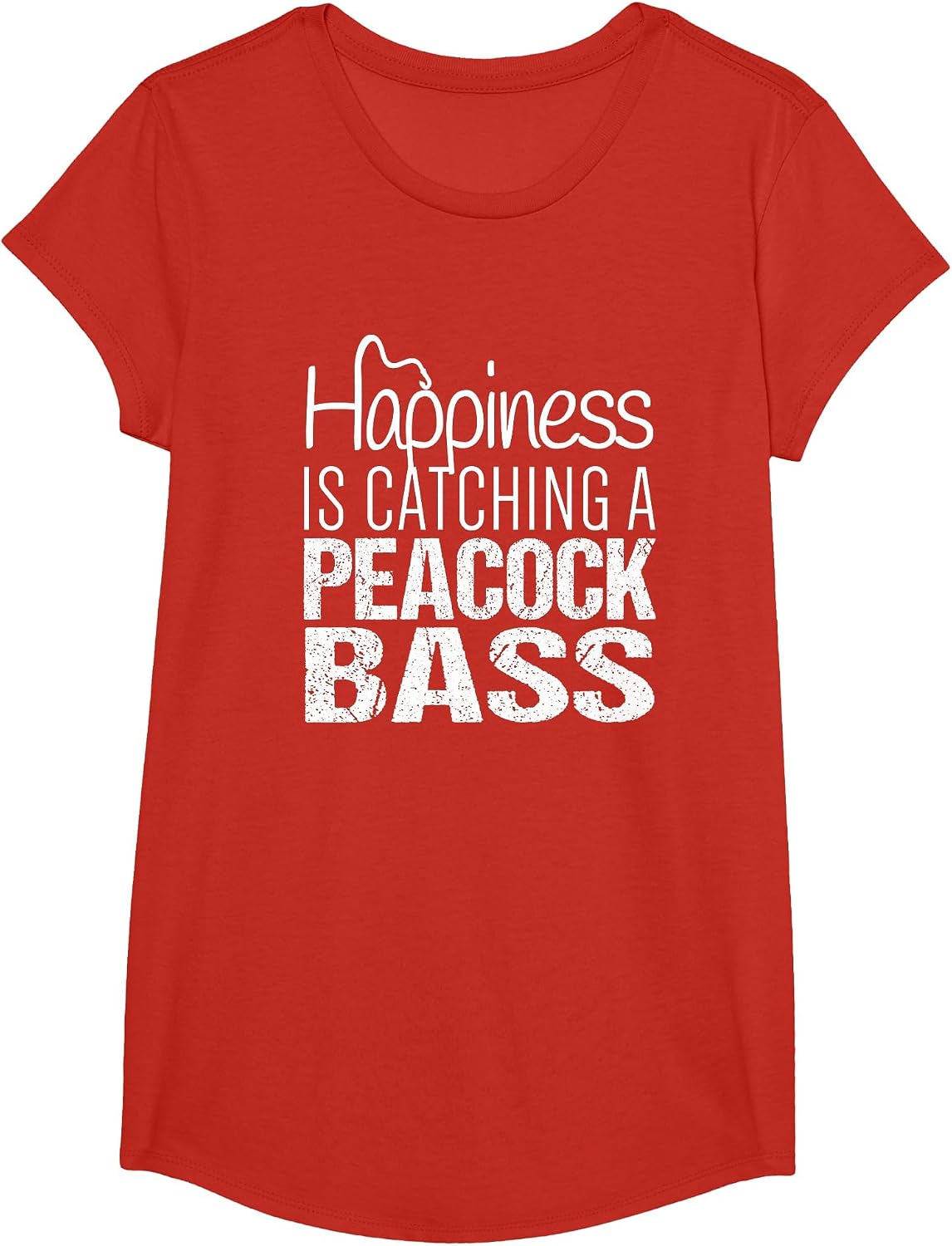 Peacock Bass Fishing T-Shirt | Happiness Catch Peacock Bass T-Shirt - Girls Red