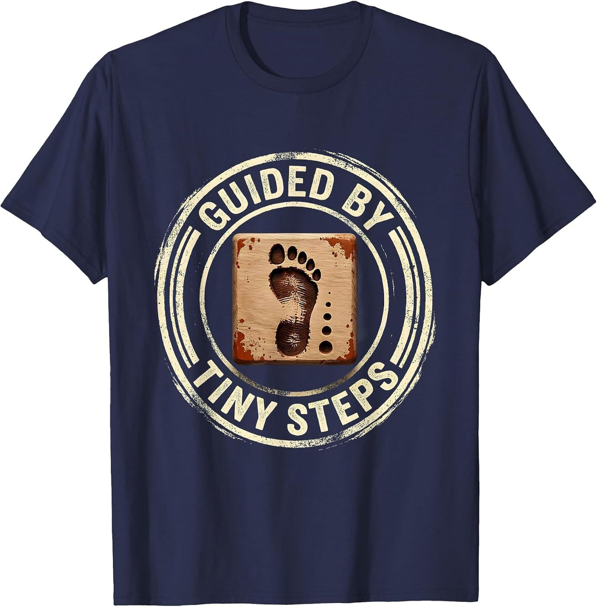 Guided By Tiny Steps Teacher Back To School Rubber Stamp T-Shirt - Navy Blue