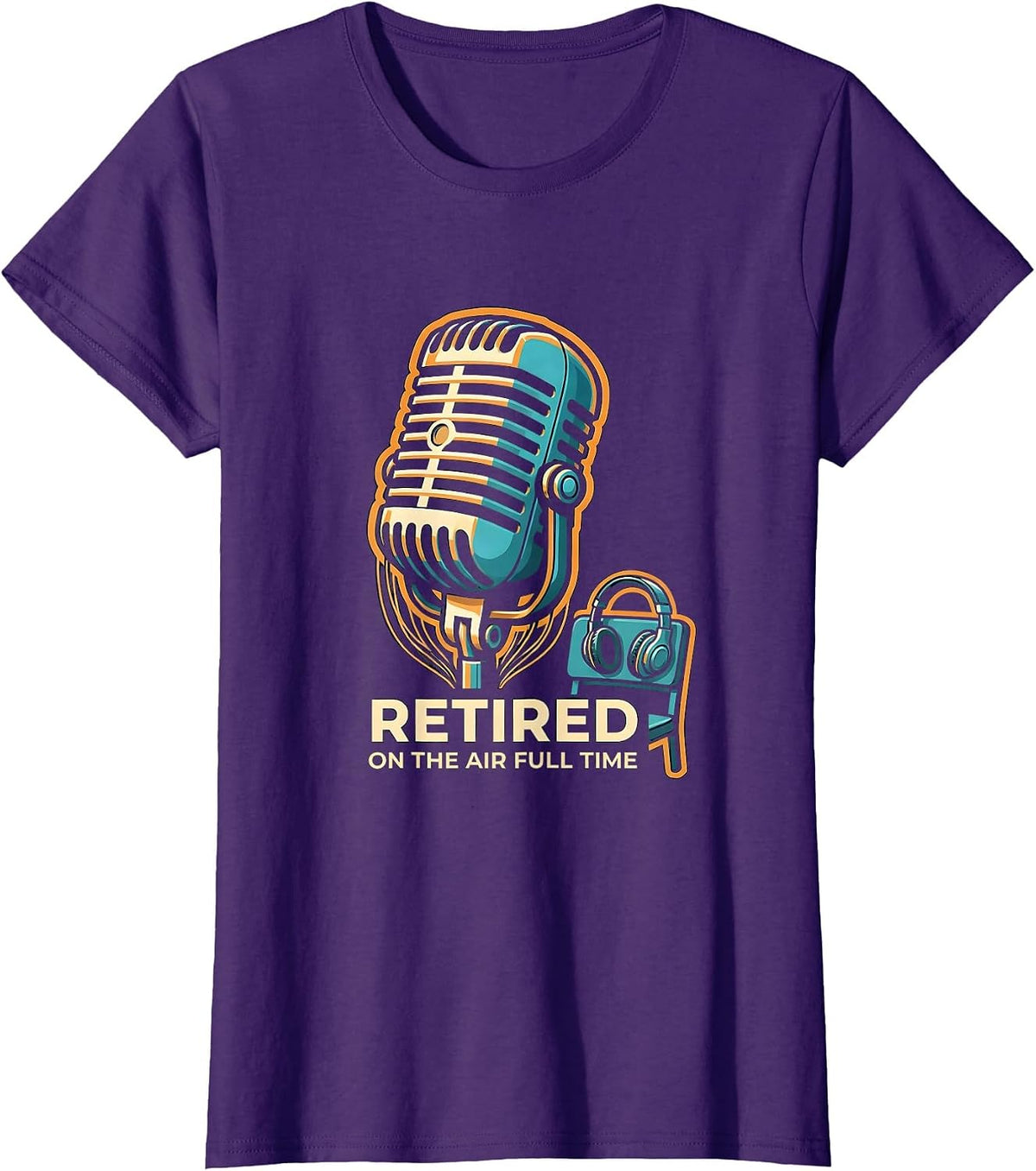 Women's Retired On The Air Full Time Funny Ham Radio Operator T-Shirt - Purple