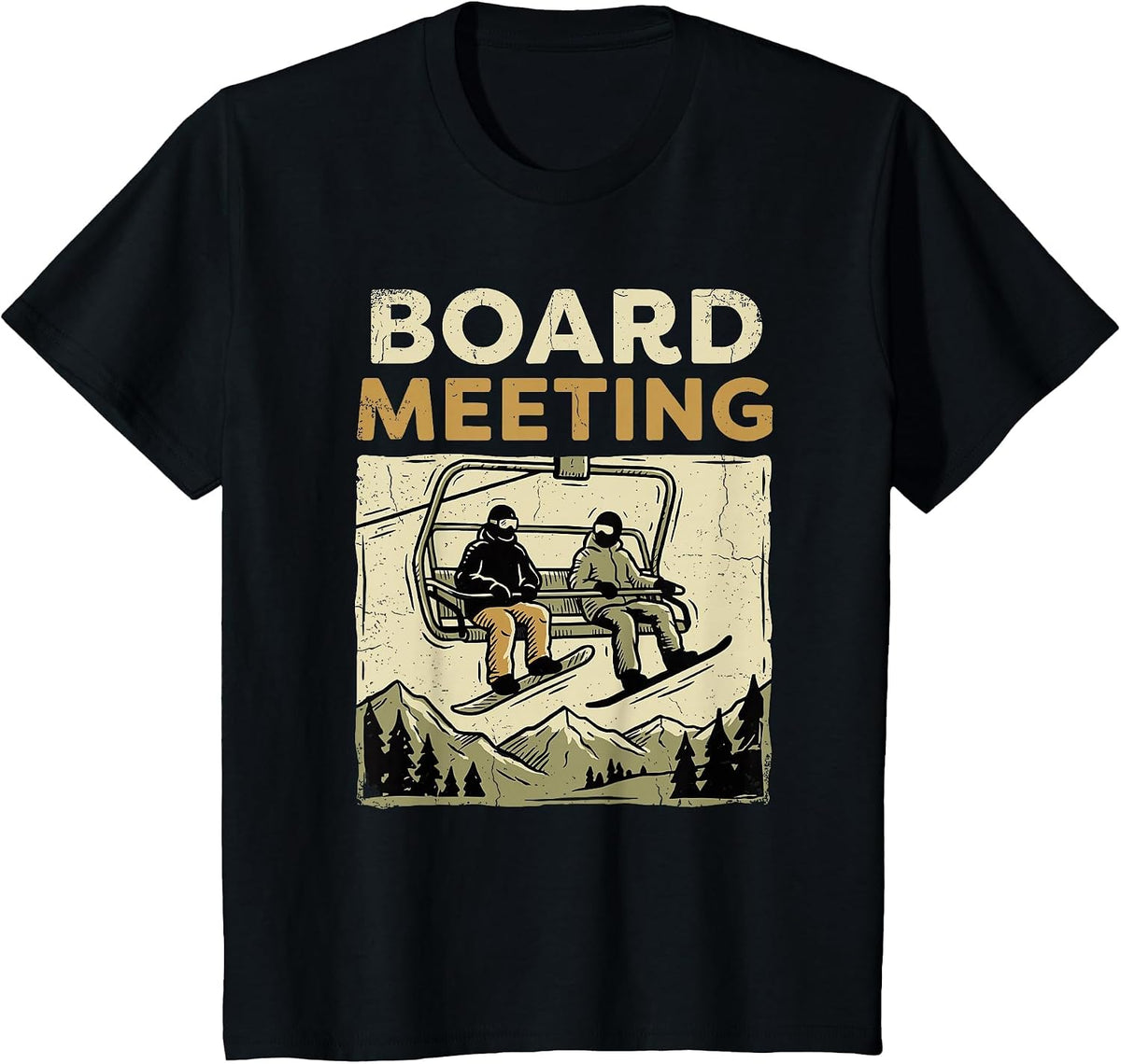 Board Meeting T, Snowboard Skiing Winter Sports T-Shirt - Black