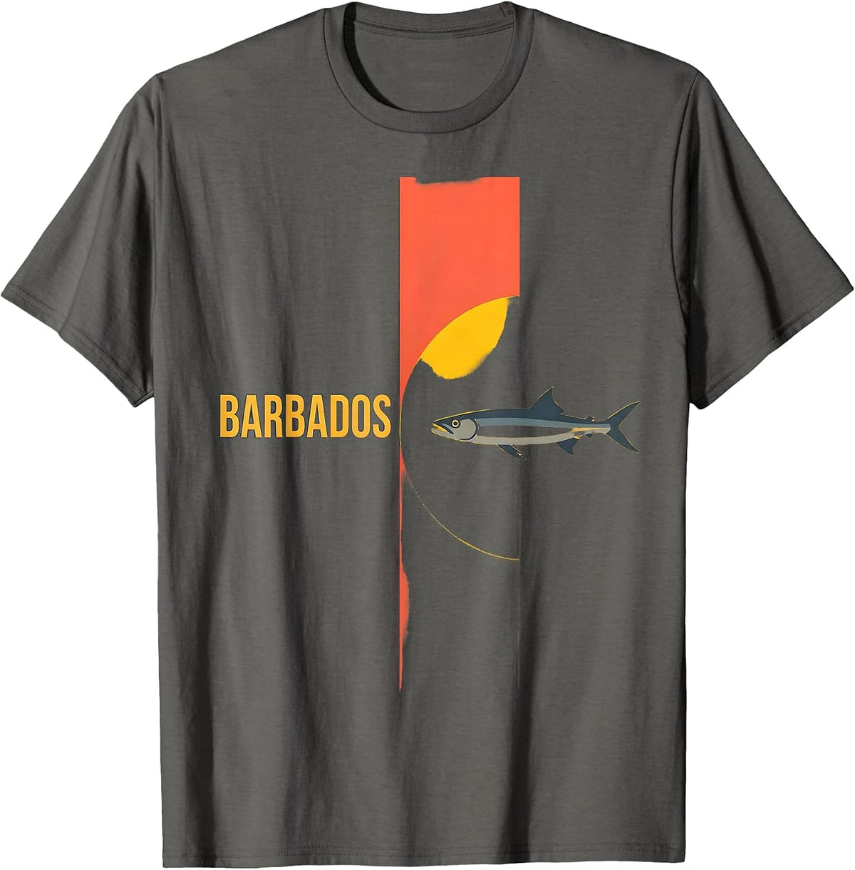 Men's Barbados Vintage 70s Retro Tropical Destination Souvenir T-Shirt - Asphalt Grey