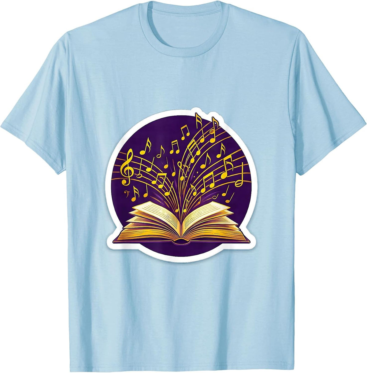 Men's Music Teacher Gift Music Notes Flying From Book T-Shirt - Baby Blue