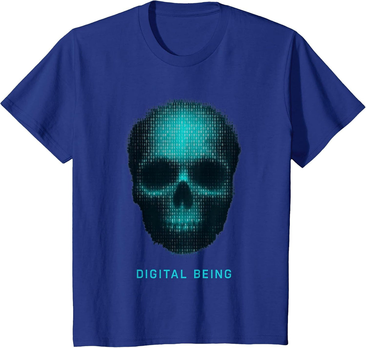Digital Being Cyber Punk Skull Binary Code Programmer Hacker T-Shirt - Royal Blue