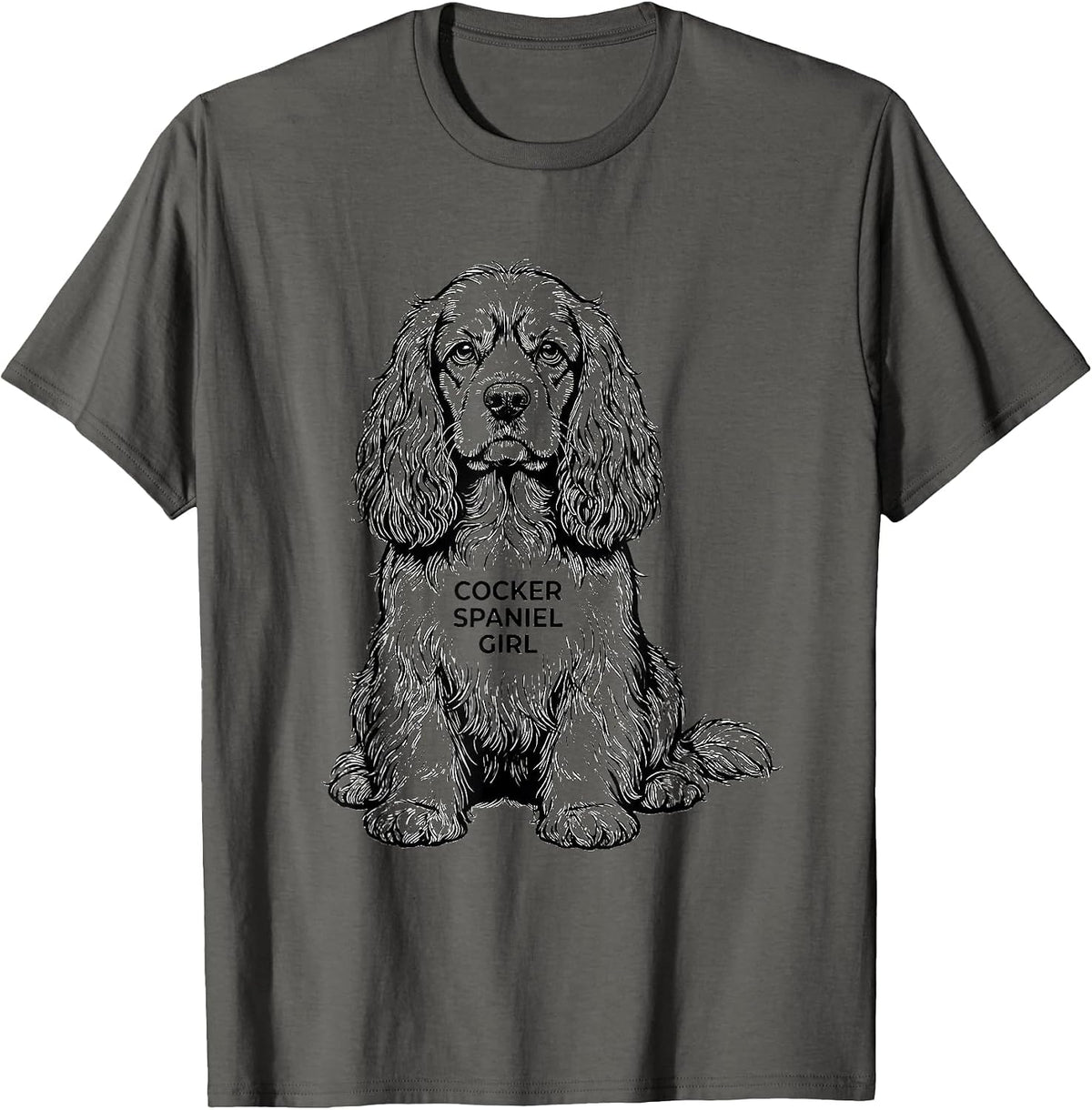 Cocker Spaniel Girl Cute Dog Lover Breed Pride T-Shirt - Asphalt Grey