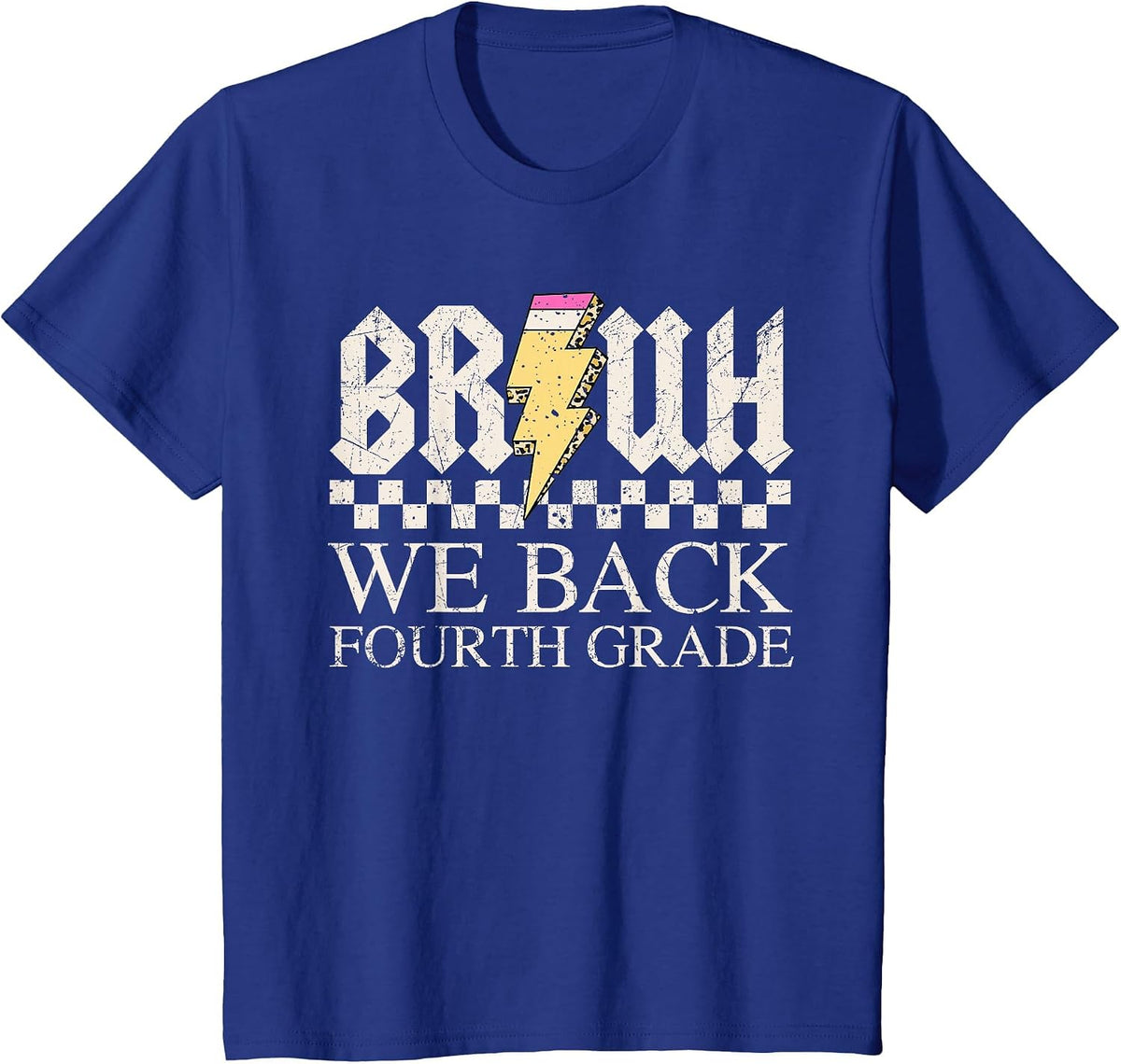 Fourth Grade Bruh We Back Lightning Retro 4th Grade Kids T-Shirt - Royal Blue