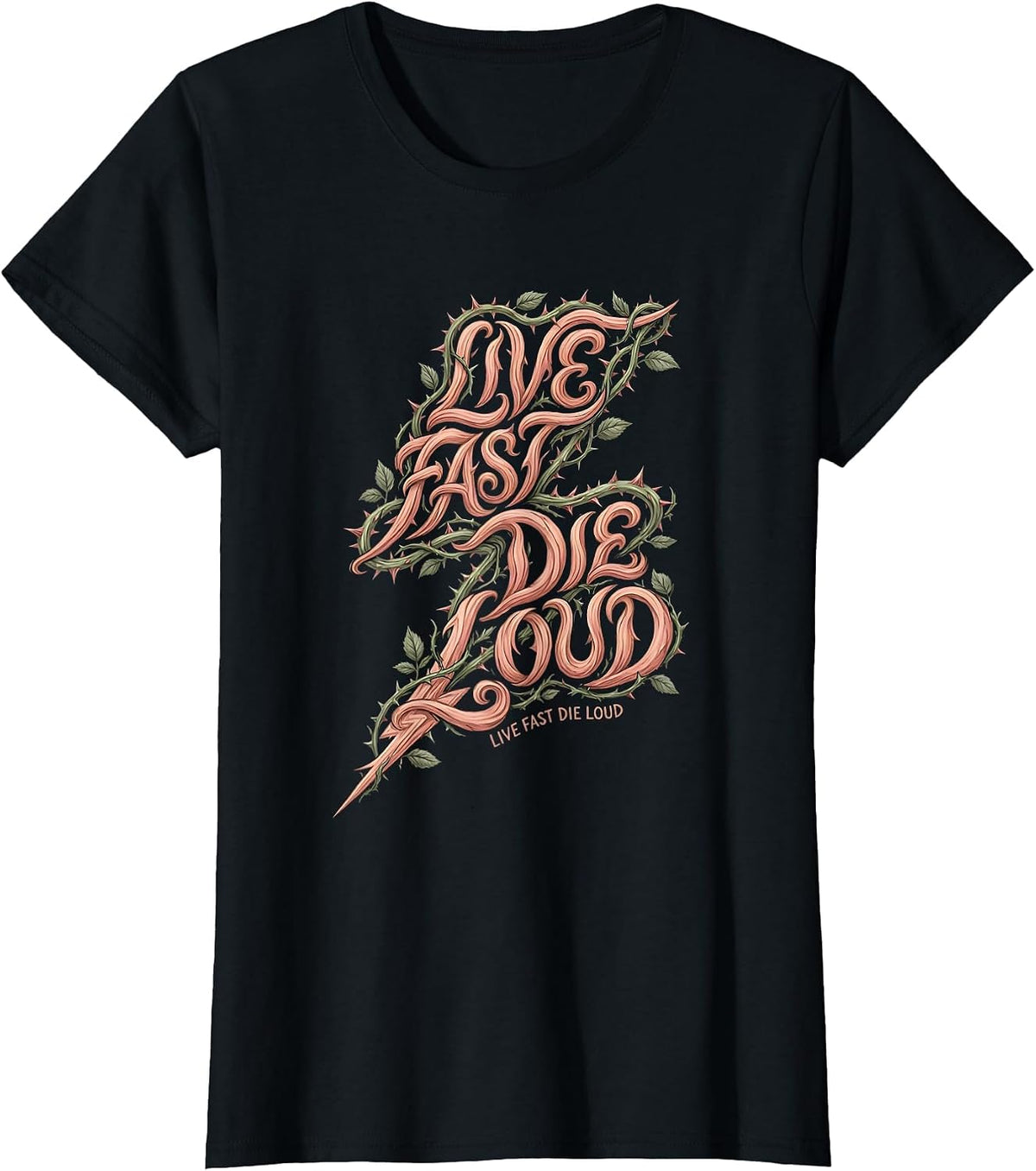 Live Fast Die Loud Punk Rock Graphic Design T-Shirt - Black