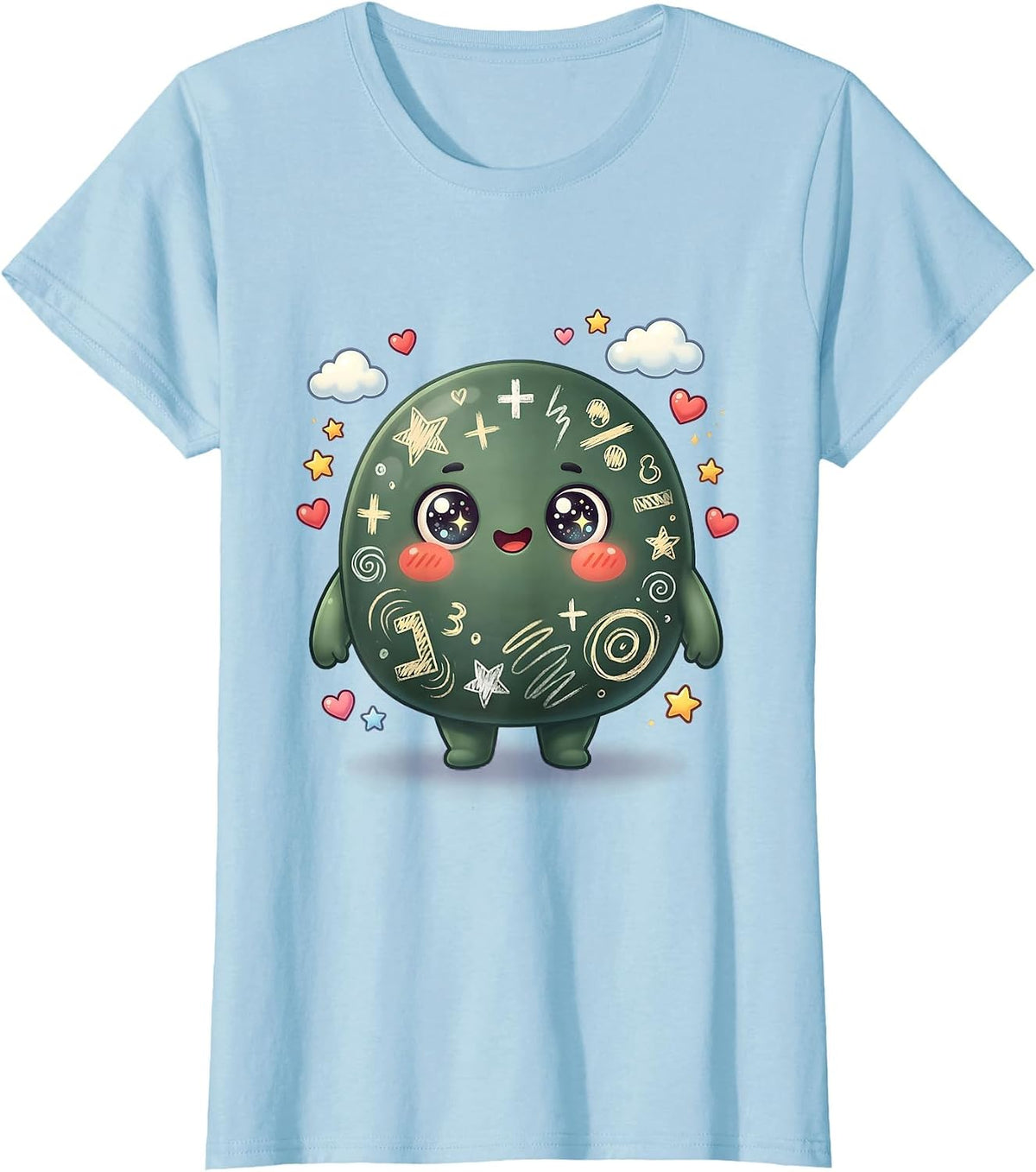 Math Teacher Chalkboard Equations Graphic T-Shirt - Baby Blue