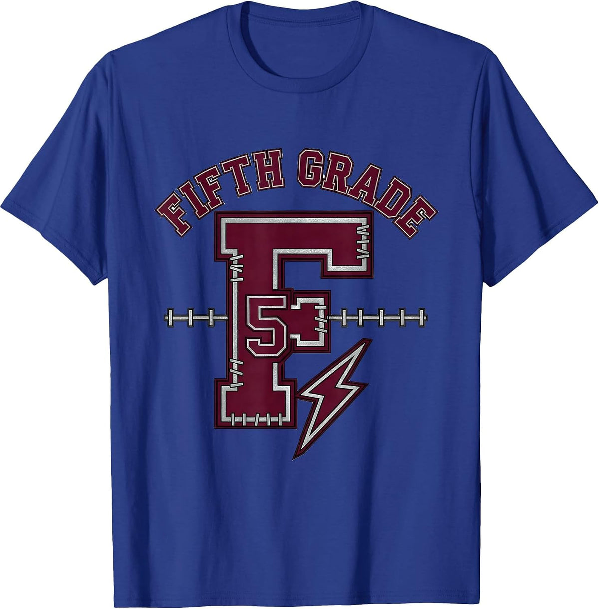 Fifth Grade Retro Teacher Lightning Bolt Pencil T-Shirt - Royal Blue