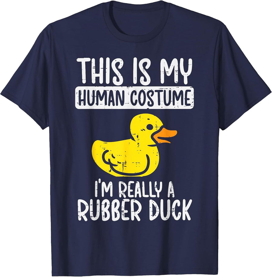 This My Human Costume Im Rubber Duck Halloween Men Women Kid T-Shirt - Navy Blue
