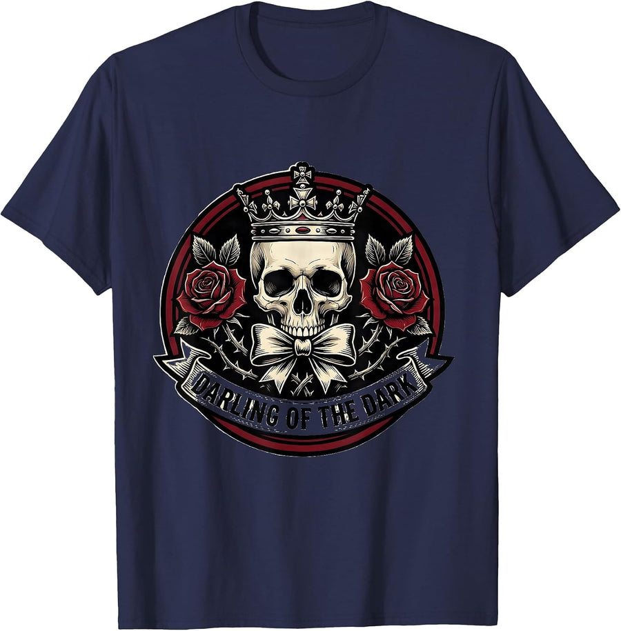 Darling of the Dark Emo Gothic Design T-Shirt - Navy Blue