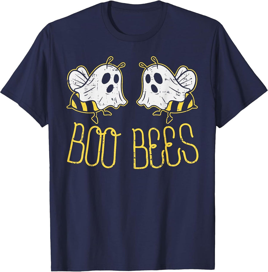 Boo Bees Funny Couples Halloween Costume for Adult Her Women T-Shirt - Navy Blue