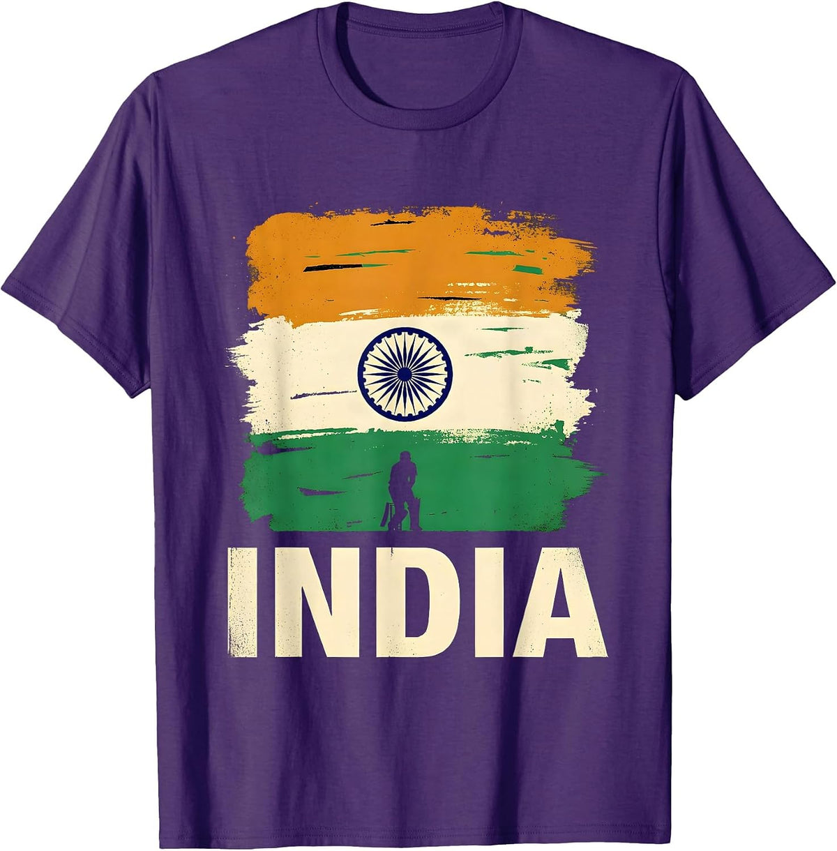 Men's India Screenprint Poster National Pride Cricket Fan T-Shirt - Purple