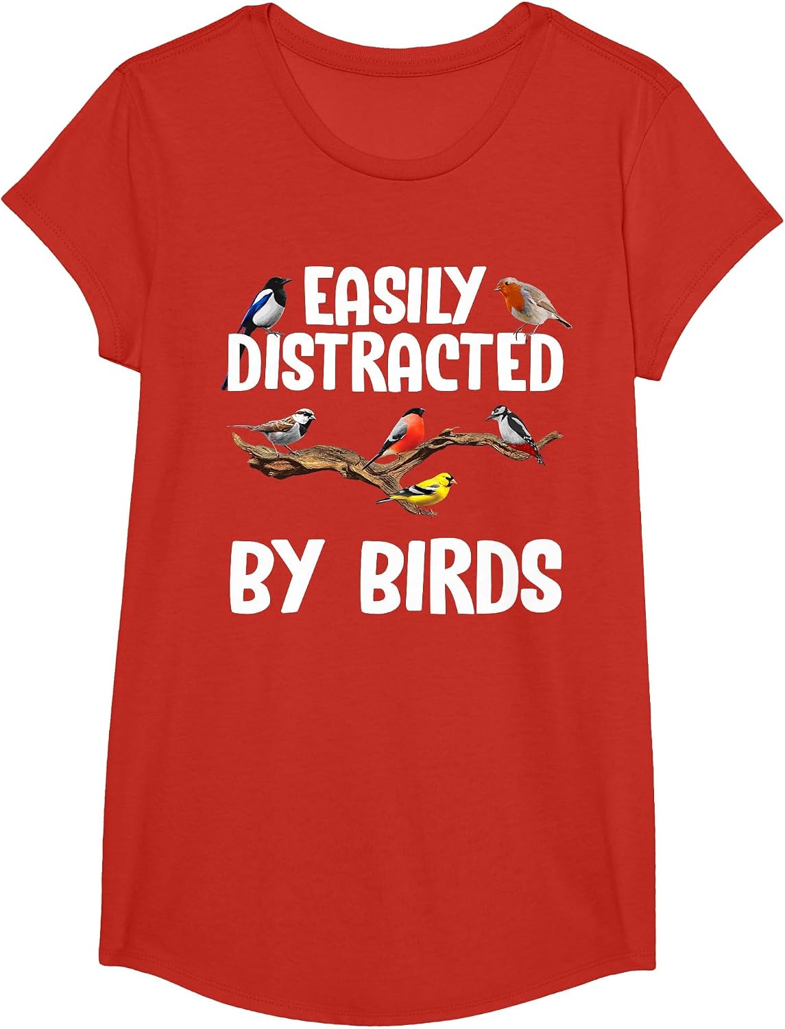 Funny Bird Watching Art for Men Women Kid Birder Birdwatcher T-Shirt - Girls Red