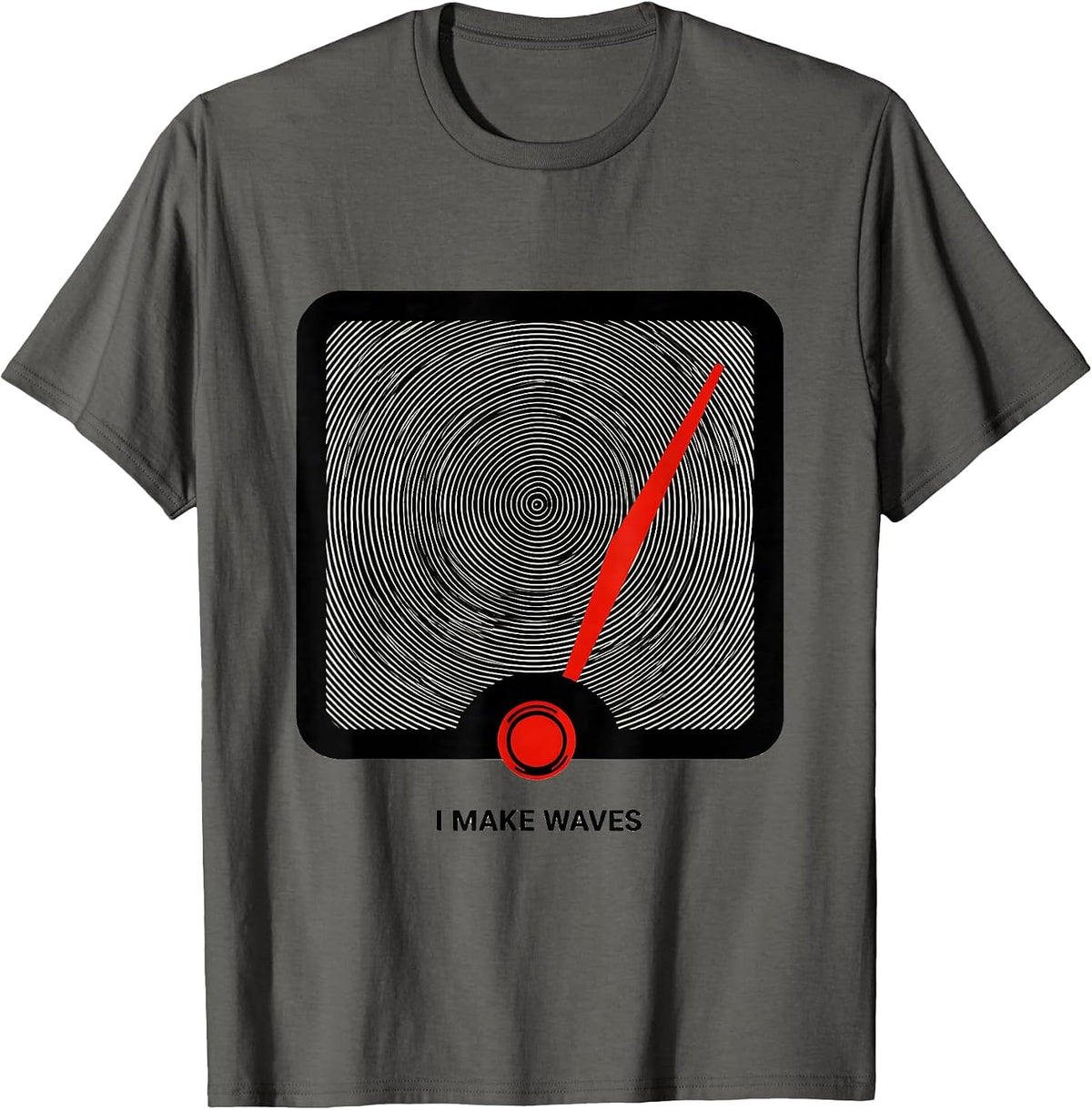 Men's I Make Waves Op Art Moiré Ham Radio Operator Hobby Humor T-Shirt - Asphalt Grey