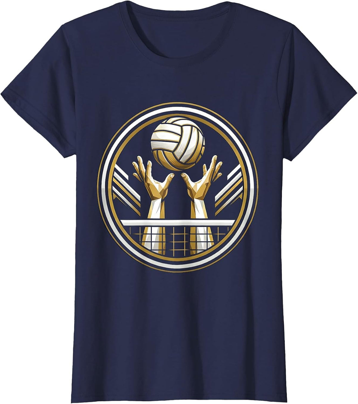 Women's Volleyball Setting Over the Net Graphic T-Shirt - Navy Blue