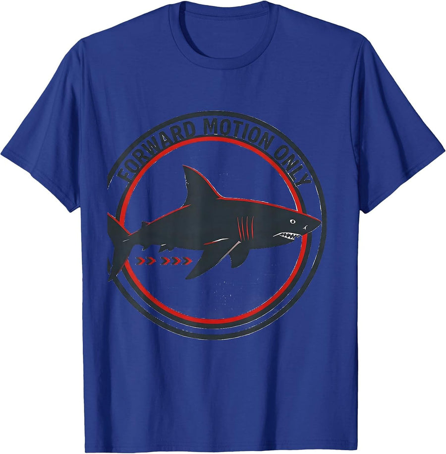 Forward Motion Only Minimalist Shark Lover Ocean Wildlife T-Shirt - Royal Blue