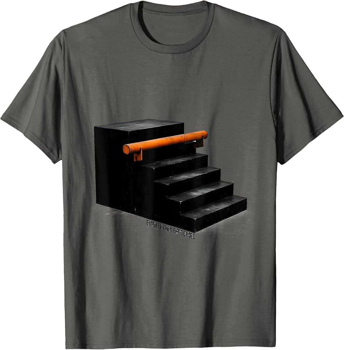 Men's Ready For You, First Grade Brutalist Graphic Teacher Student T-Shirt - Asphalt Grey