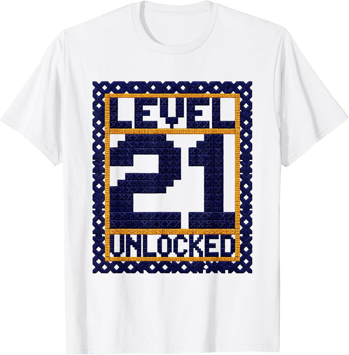 Men's Level 21 Unlocked 21st Birthday Gaming Design T-Shirt - White