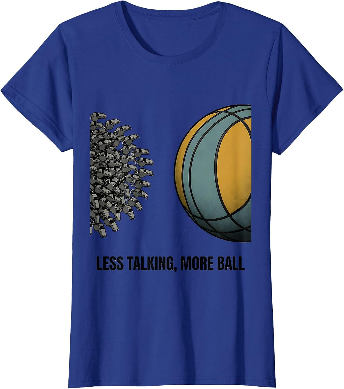 Women's Less Talking More Ball Funny PE Teacher Back To School Gym T-Shirt - Royal Blue