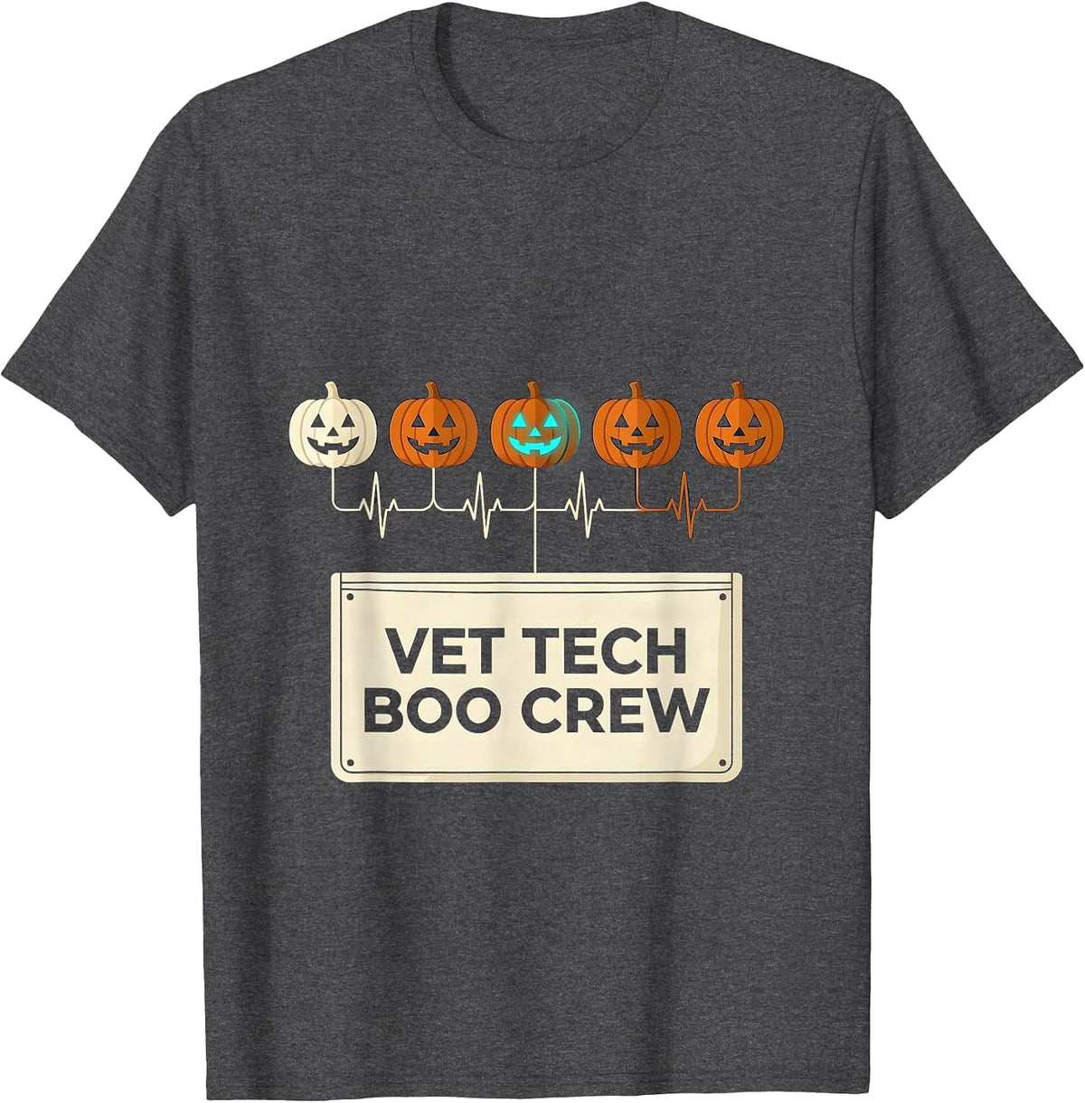 Men's Vet Tech Boo Crew Funny Veterinary Technician Halloween T-Shirt - Dark Heather Grey
