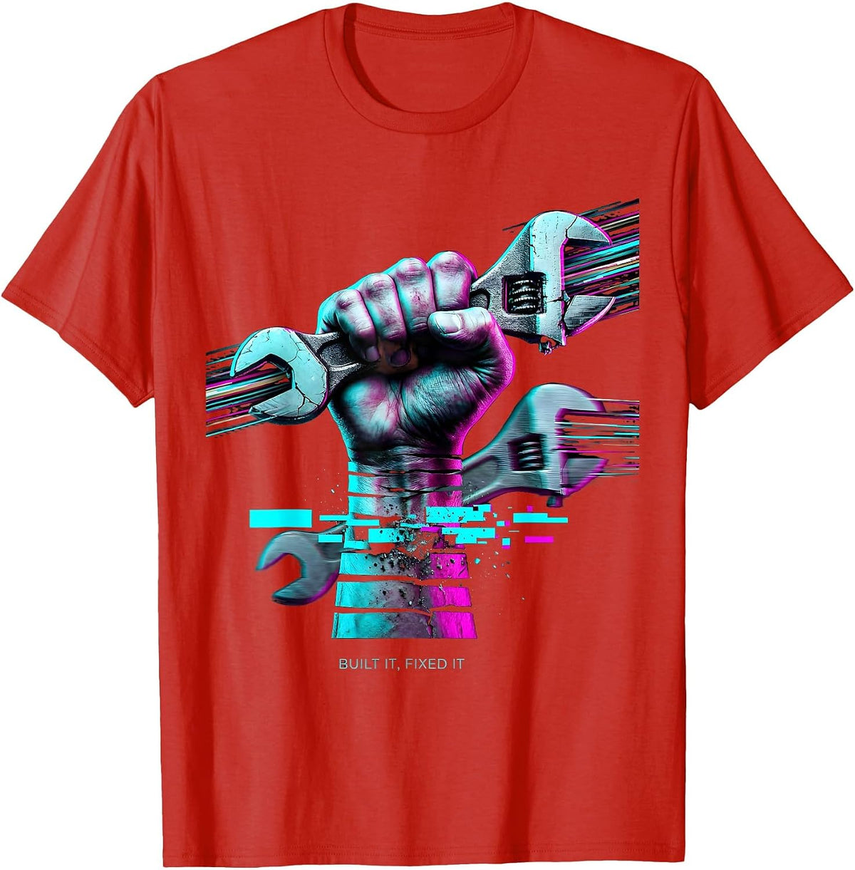 Men's Built It Fixed It Mechanic Graphic Design T-Shirt - Red