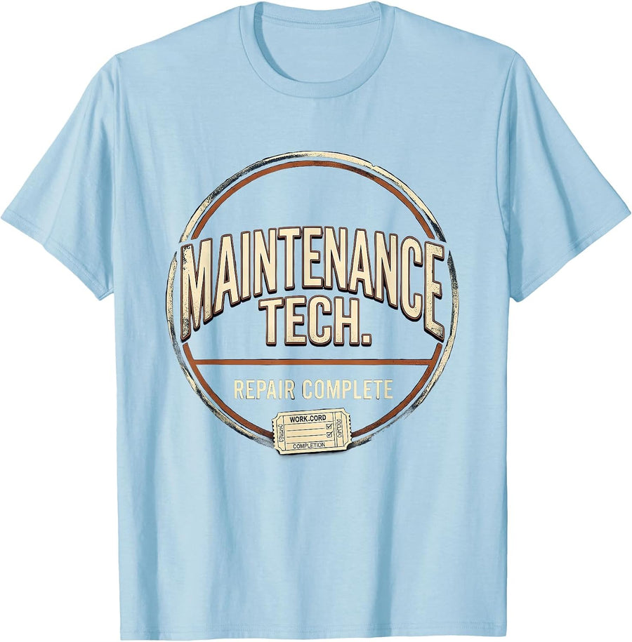 Men's Maintenance Tech Repair Complete Vintage Maintenance T-Shirt - Baby Blue