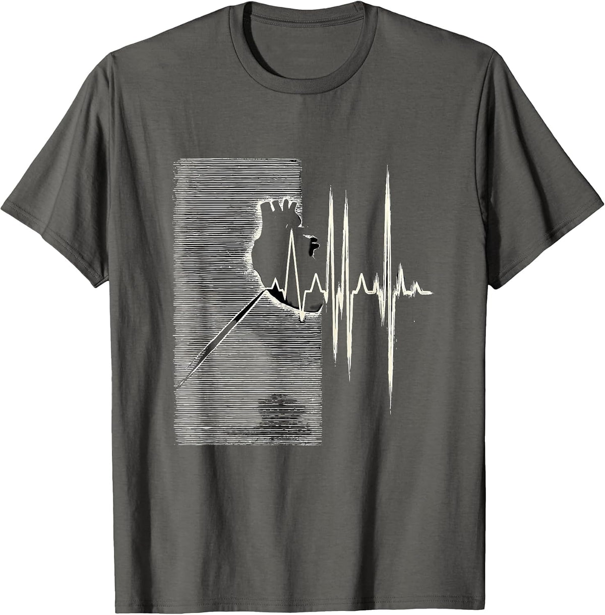 Men's Cardiac Waveform Scratchboard EKG Humor Medical T-Shirt - Asphalt Grey