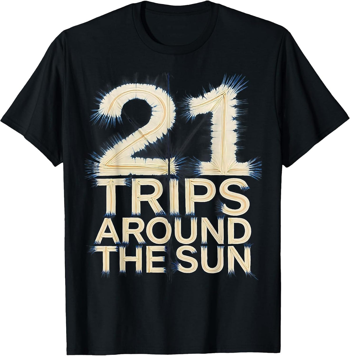 Men's 21 Trips Around the Sun Birthday Design T-Shirt - Black