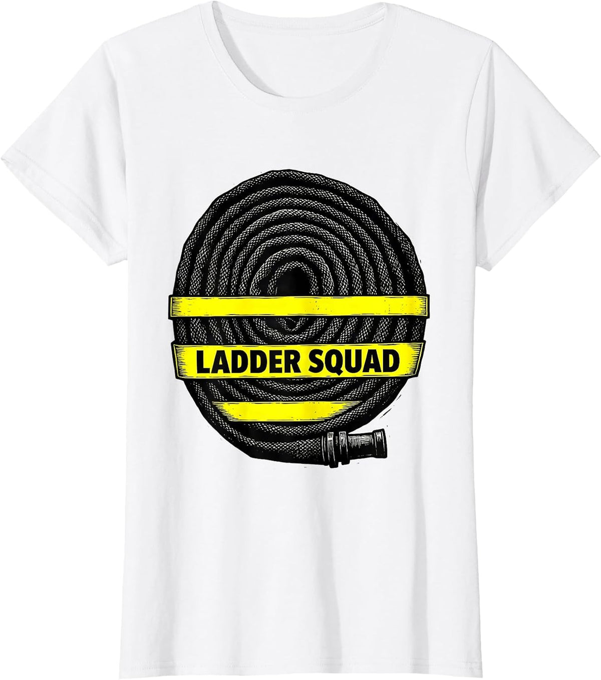 Ladder Squad Linocut Firefighter Fire Department Badge Pride T-Shirt - White