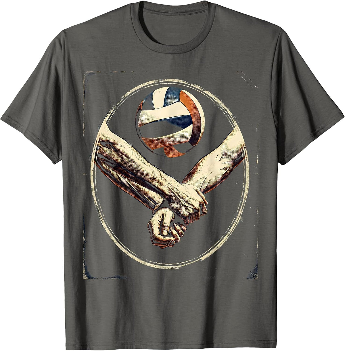Volleyball Forearm Pass Receive Graphic Design T-Shirt - Asphalt Grey
