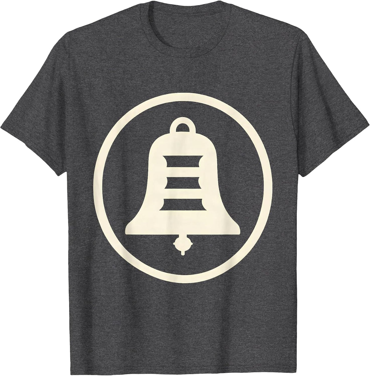 Men's Fire Bell Badge Firefighter Pride Memorial Tribute T-Shirt - Dark Heather Grey