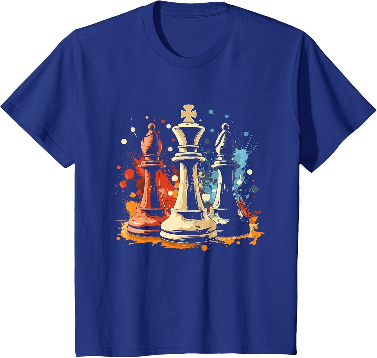 Chess Bishop and King Graffiti T-Shirt - Royal Blue