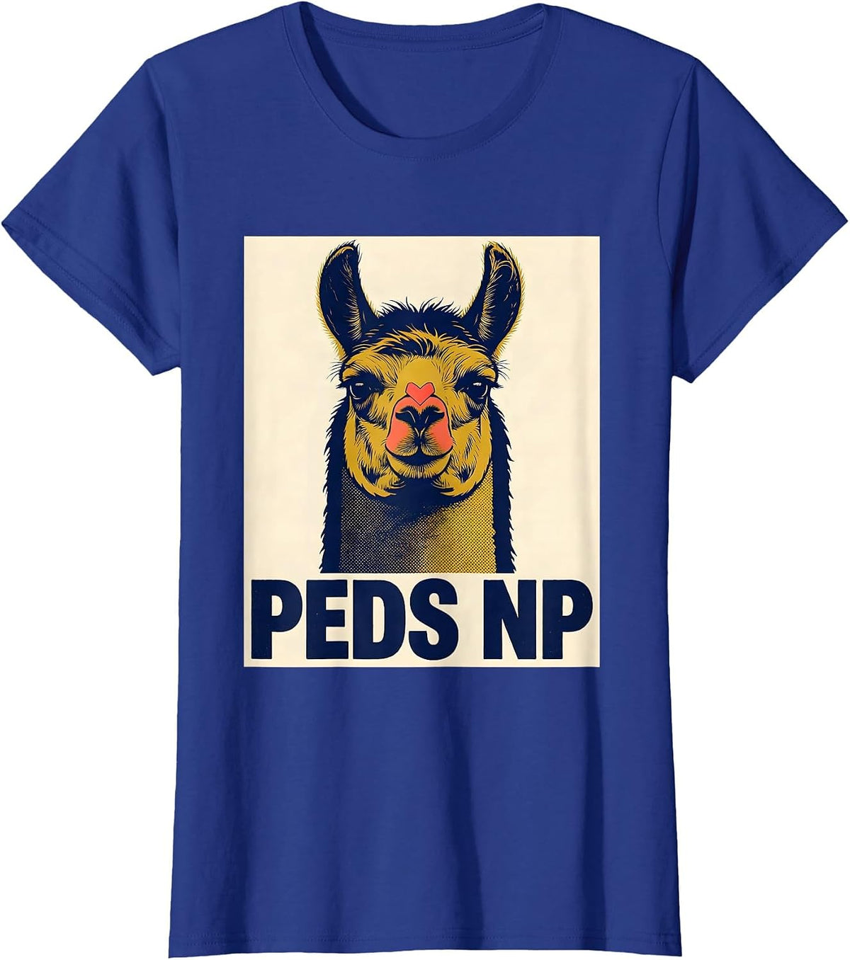 Women's PEDS NP Cute Llama Pediatric Nurse Practitioner NICU PICU T-Shirt - Royal Blue