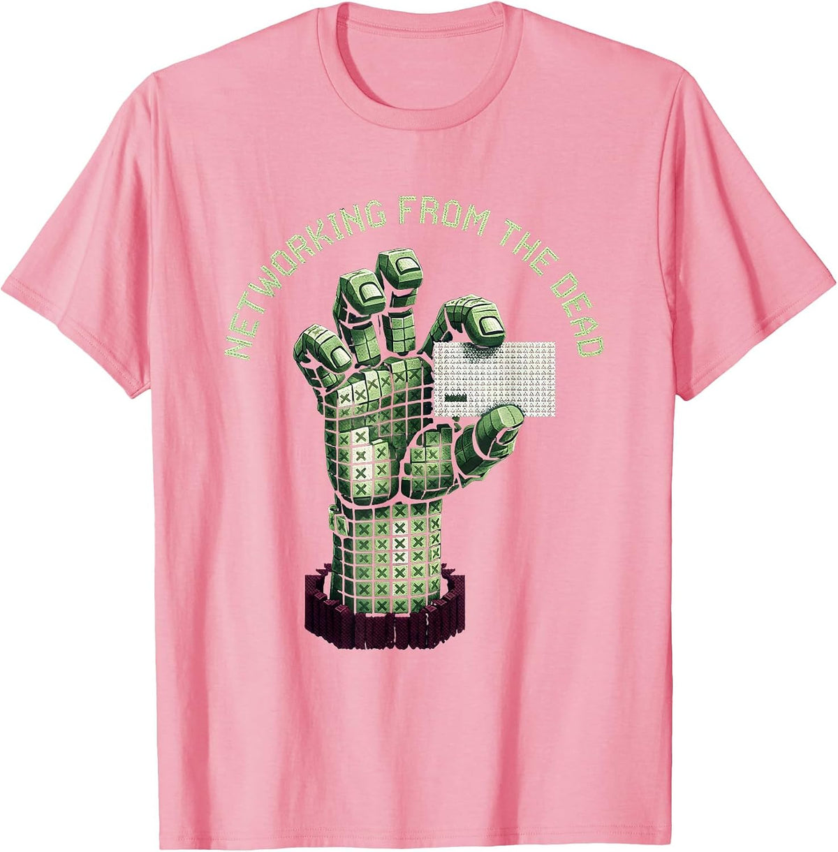 Men's Networking From The Dead Halloween Zombie Design T-Shirt - Pink