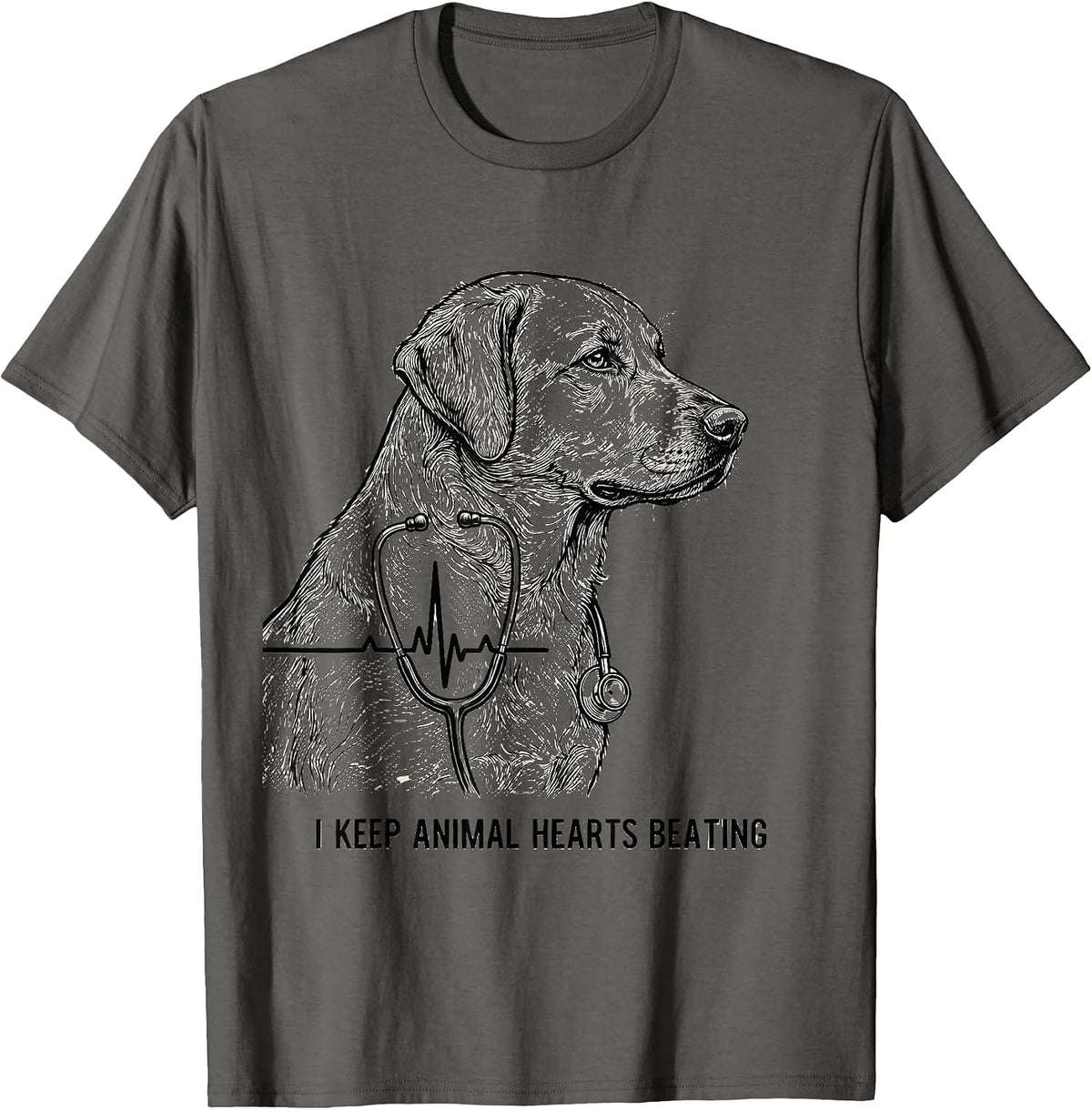 Men's I Keep Animal Hearts Beating Funny Vet Tech Veterinary T-Shirt - Asphalt Grey