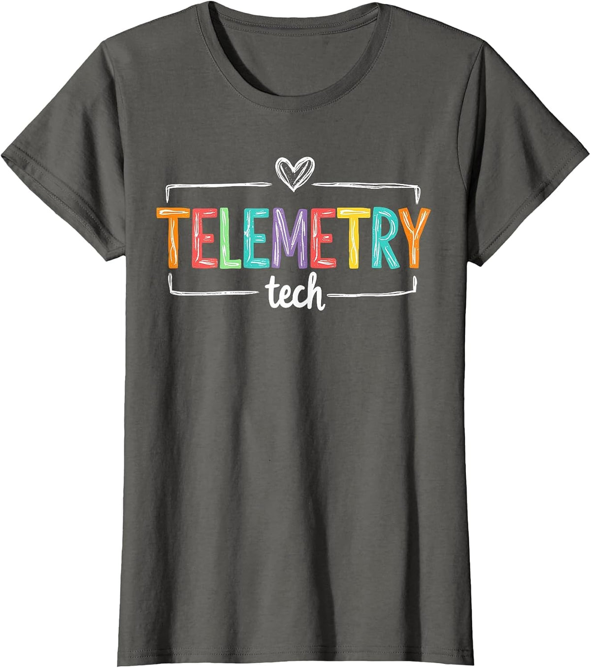 Heartbeat Electrocardiograph Cardiac Monitor Telemetry Tech T-Shirt - Asphalt Grey