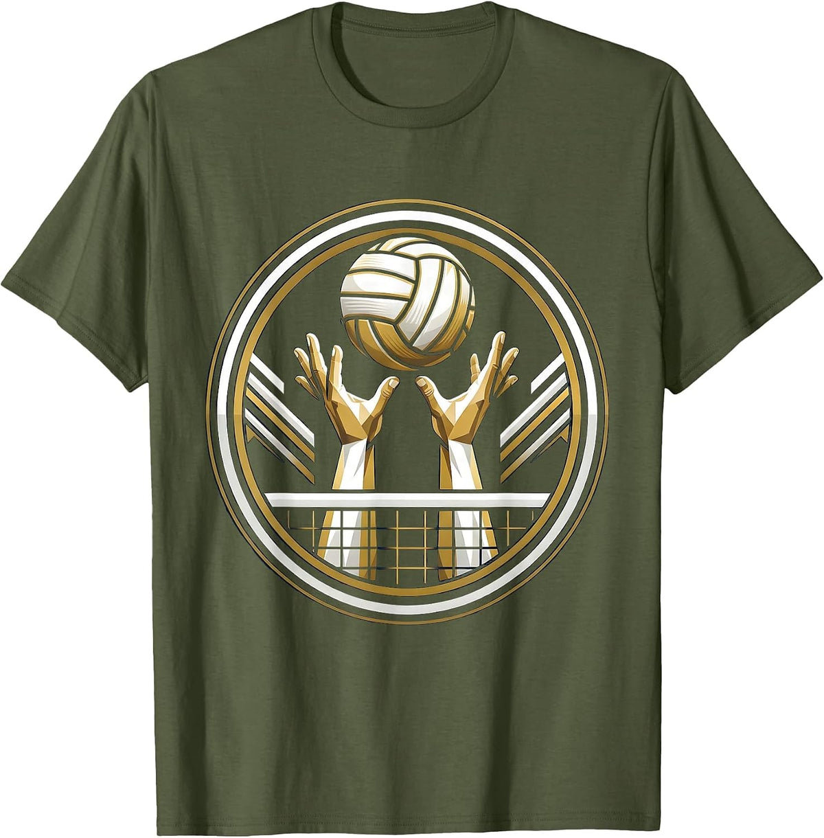 Men's Volleyball Setting Over the Net Graphic T-Shirt - Olive Green
