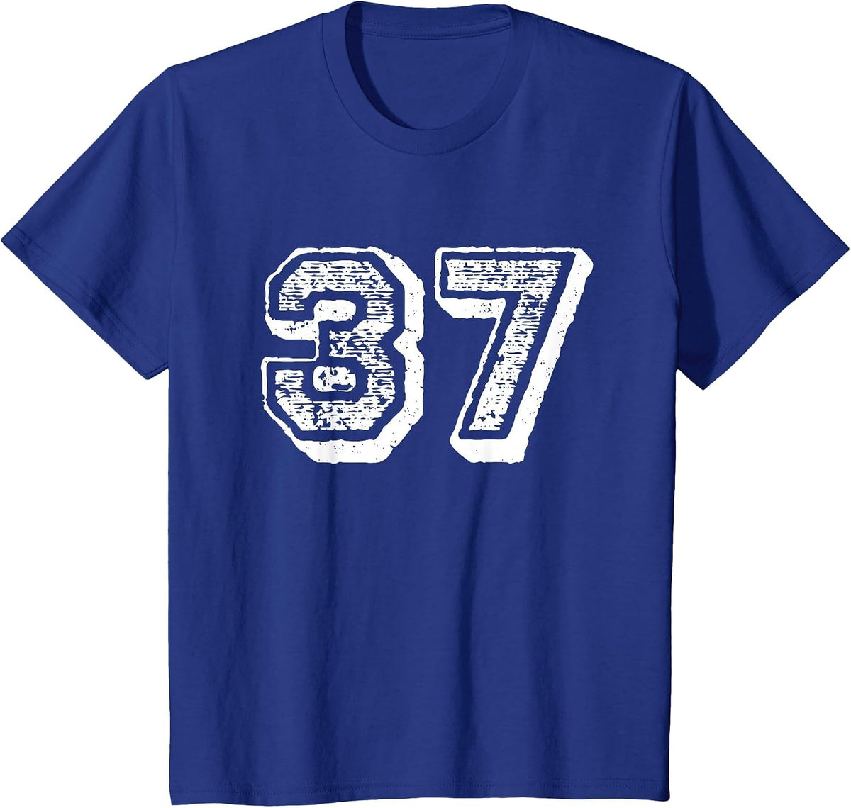 Number 37 Sports Jersey Player #37 Fan Front Print Vintage T-Shirt - Royal Blue